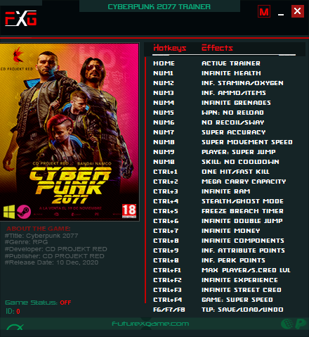 Cyberpunk 2077 v1.3x Trainer +25