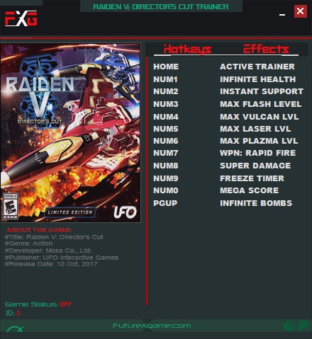 Raiden V : Director's Cut v1.0 Trainer +11