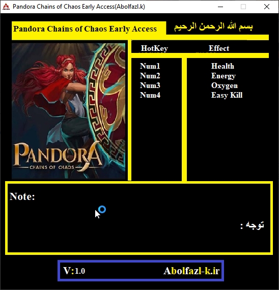 Pandora: Chains of Chaos v1.1.2 Trainer +4