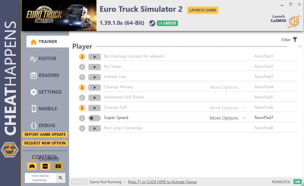 Euro Trucks Simulator 2 v1.39.1.0s  Trainer