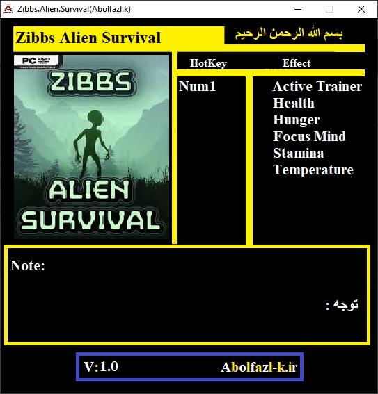 Zibbs - Alien Survival Trainer +5