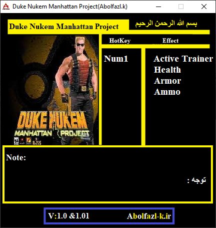 Duke Nukem: Manhattan Project v1.01 Trainer +3