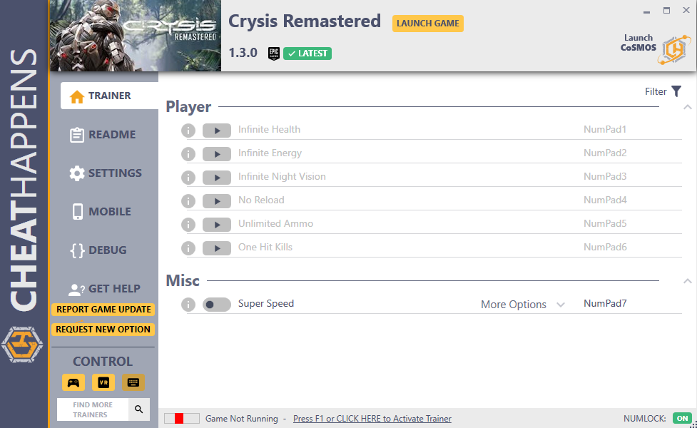 Crysis Remastered v1.3.0 Trainer