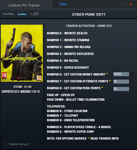 Cyberpunk 2077 v1.04 Trainer +15