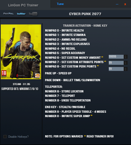 Cyberpunk 2077 v1.05 Trainer +16