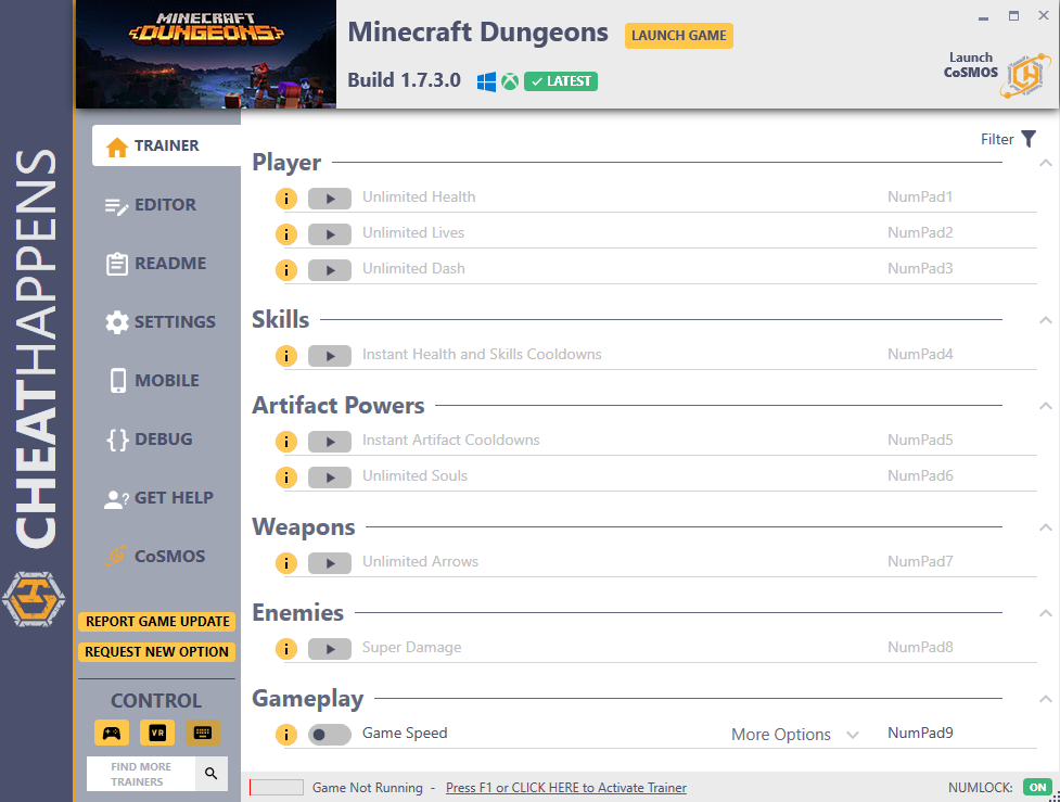 Minecraft Dungeons vBuild 1.7.3.0 (GAMEPASS) Trainer