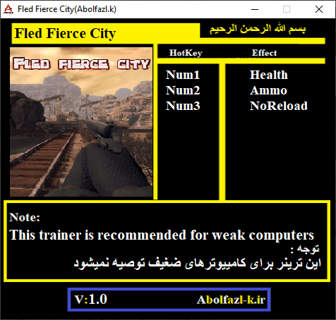 Fled Fierce City Trainer +3