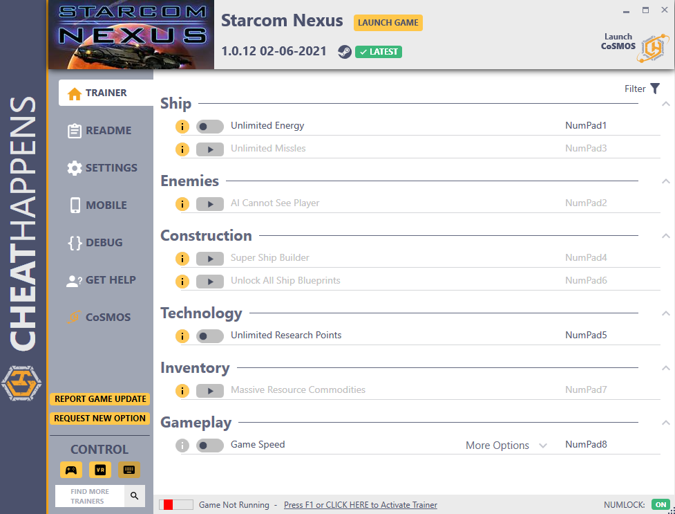 Starcom: Nexus v1.0.12 Trainer +8