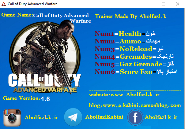 Call Of Duty: Advanced Warfare v1.6 Trainer +6