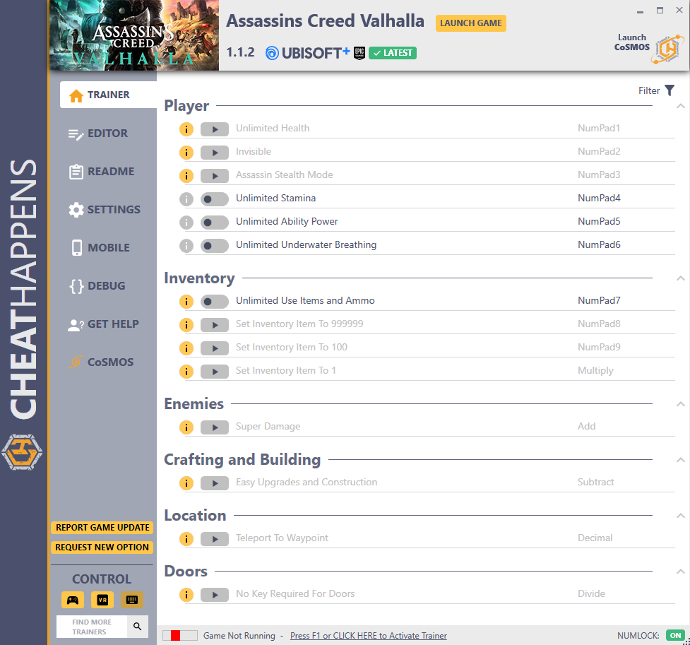 Assassin's Creed: Valhalla GAME TRAINER v1.4.1 +20 Trainer