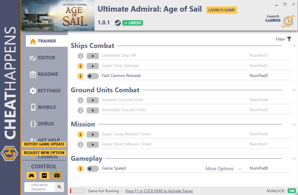 Ultimate Admiral: Age of Sail v1.01 Trainer +13