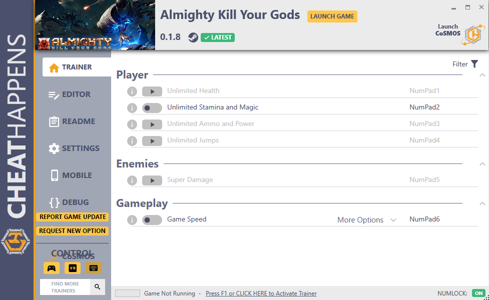 Almighty: Kill Your Gods v0.1.8 Trainer +16