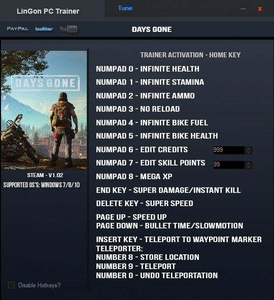 Days Gone v1.02 Trainer +16