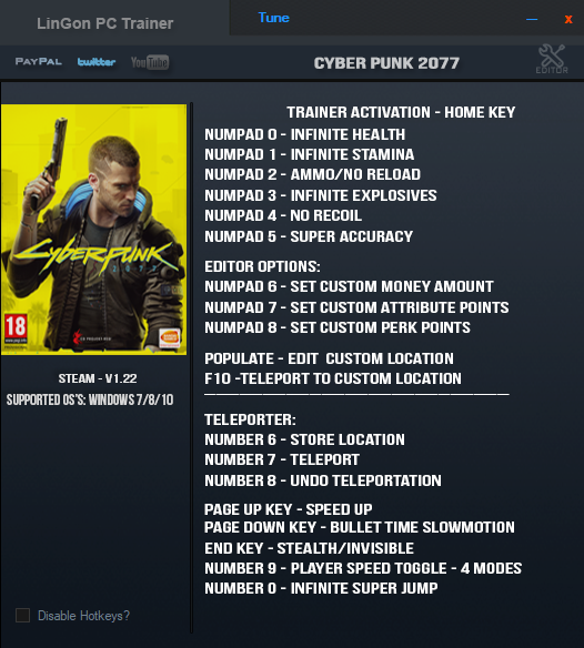 Cyberpunk 2077 v1.22 Trainer +17