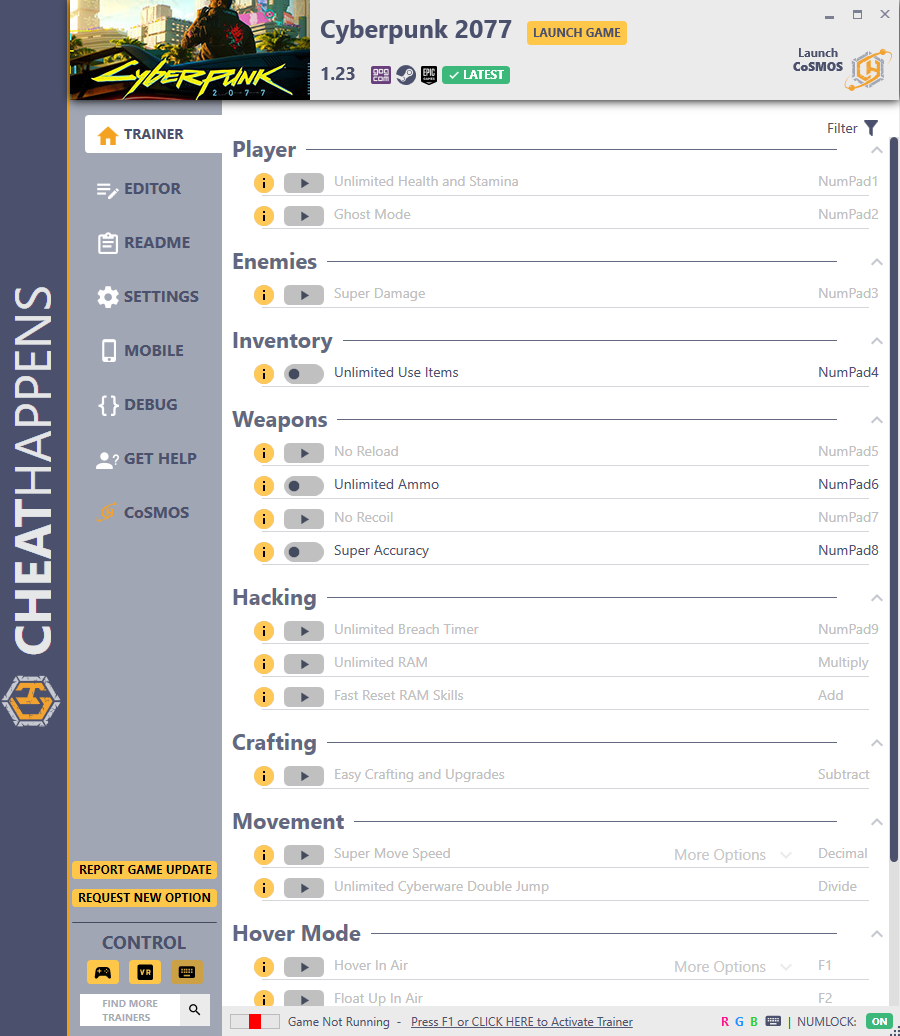 Cyberpunk 2077 v1.23 Trainer +53