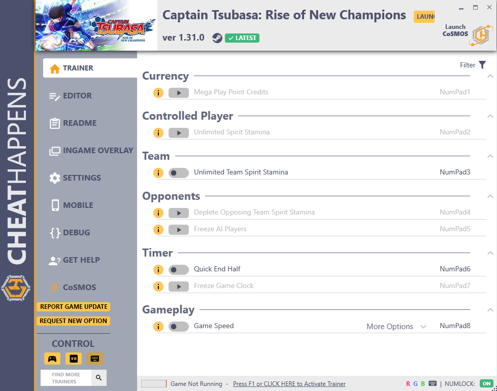 Captain Tsubasa: Rise of New Champions v1.31.0 Trainer +10