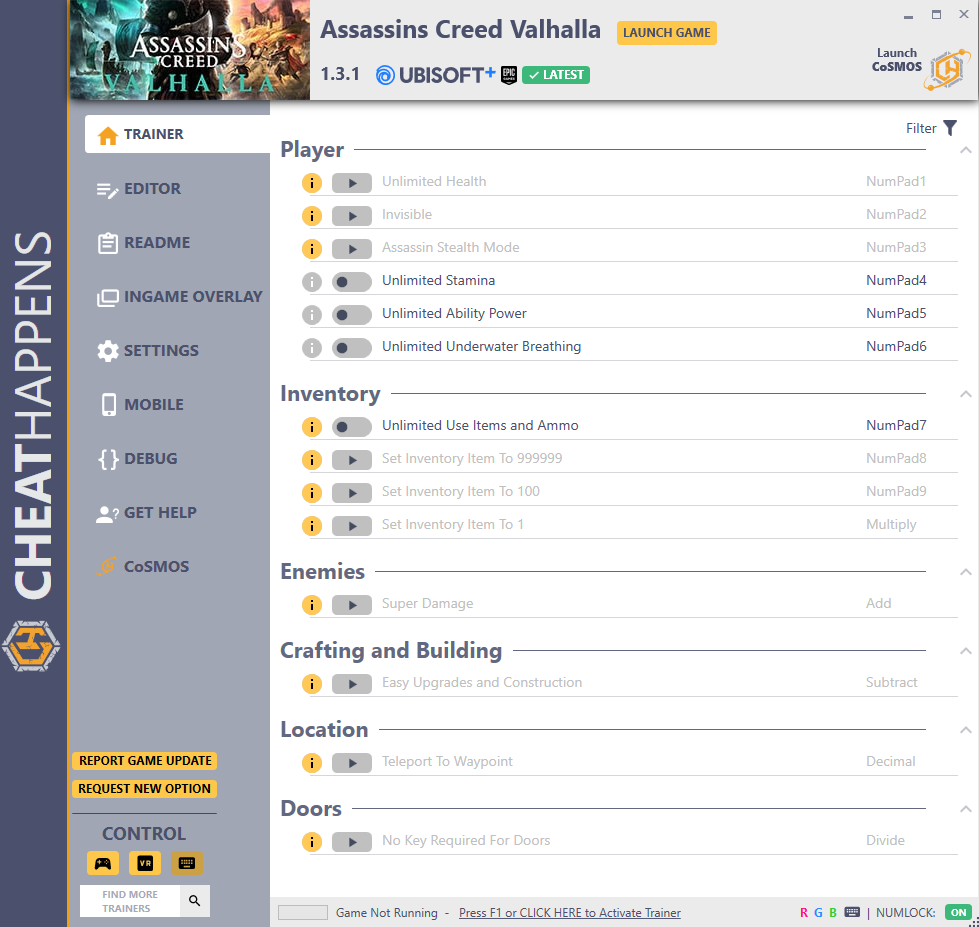 Assassin's Creed Valhalla v1.3.1 Trainer +21