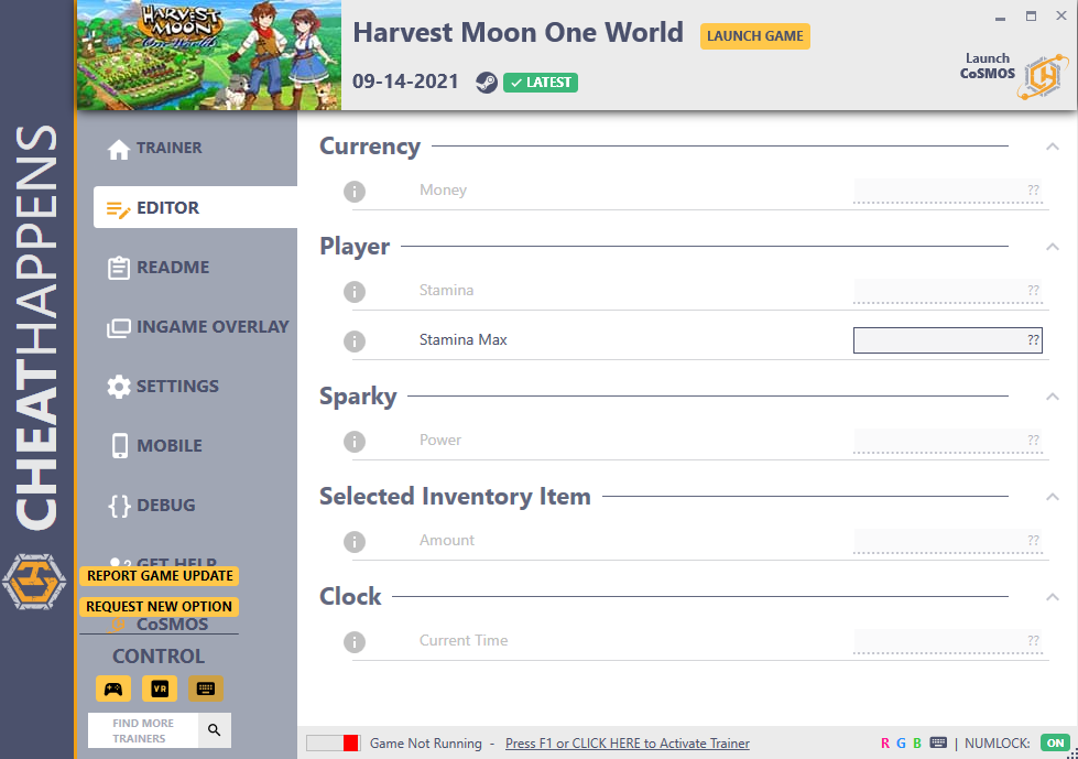 Harvest Moon: One World Trainer +8