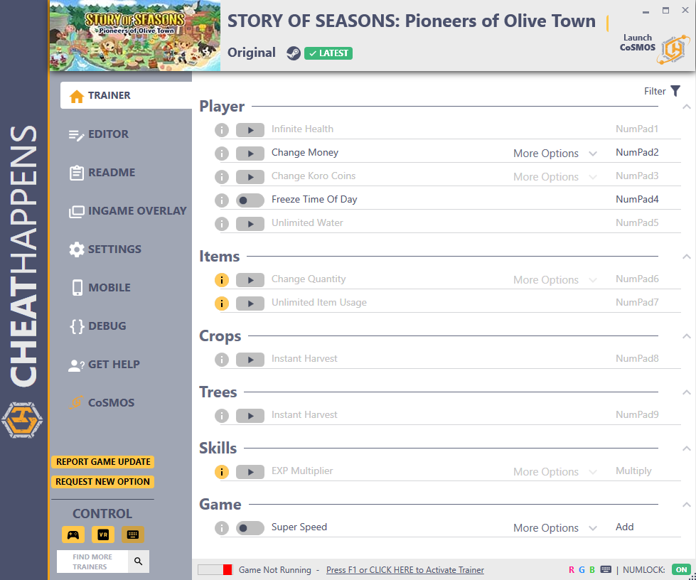 Story of Seasons: Pioneers of Olive Town Trainer +32