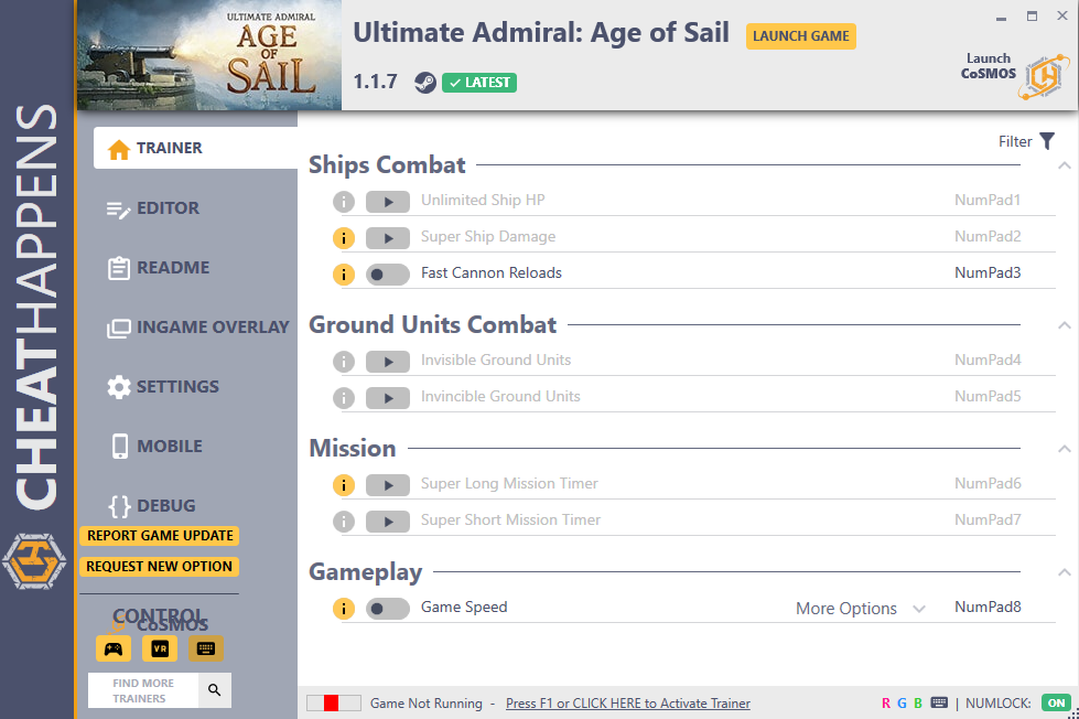 Ultimate Admiral: Age of Sail v1.1.7 Trainer +13