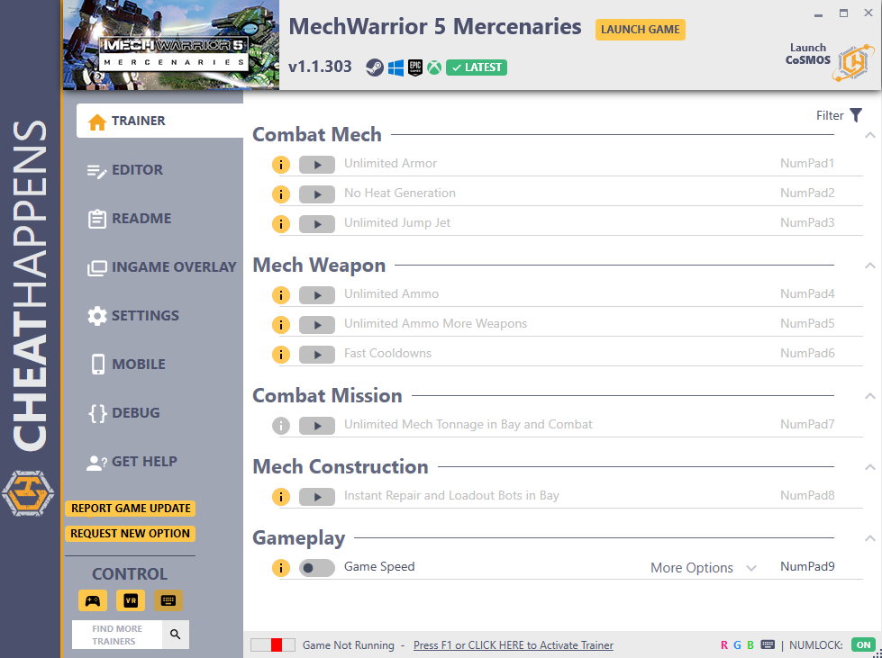 MechWarrior 5: Mercenaries v1.1.303 Trainer +30