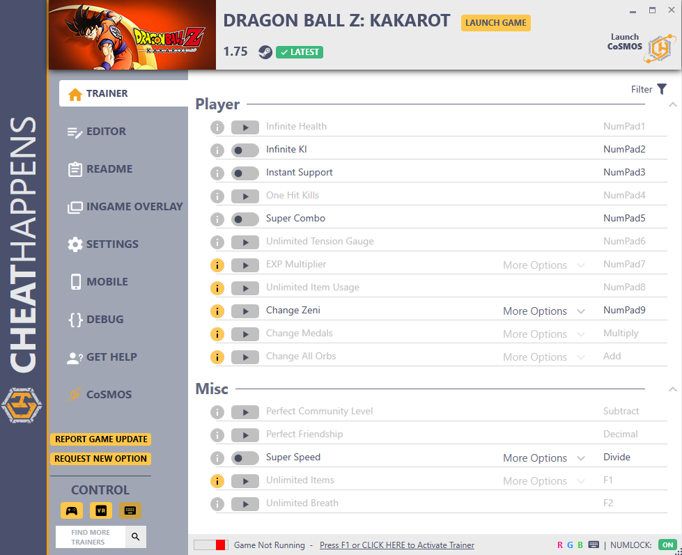 Dragon Ball Z: Kakarot v1.75 Trainer +30