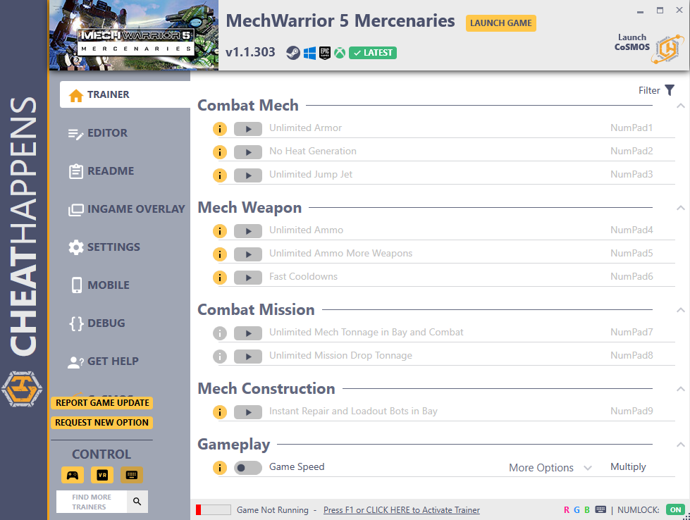 MechWarrior 5: Mercenaries v1.1.303 Trainer +31