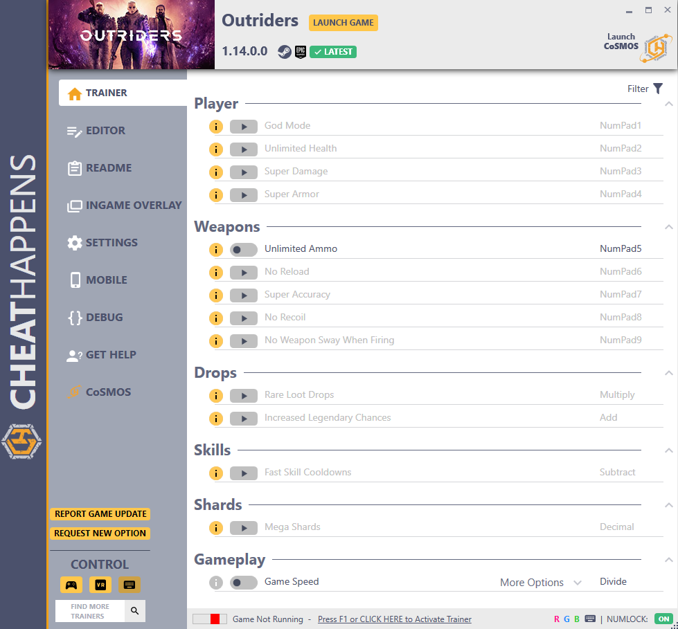 Outriders v1.14.0.0 Trainer +31