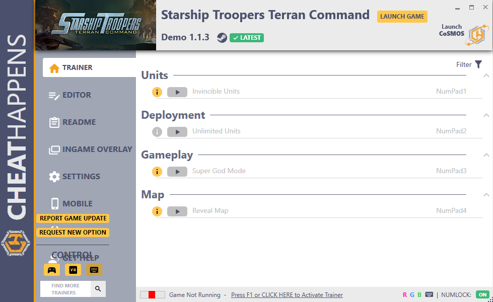 Starship Troopers - Terran Command vDemo 1.1.3 Trainer +5