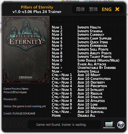 Pillars of Eternity v3.06 Trainer +24