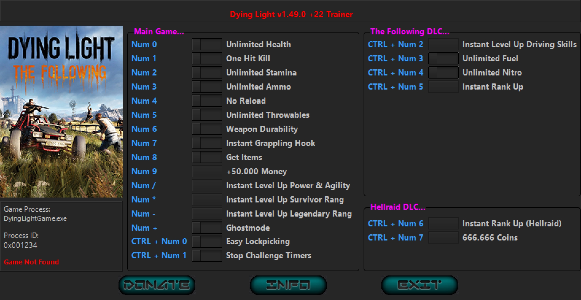 Dying Light v1.49.0 (01.06.2022) Trainer +22