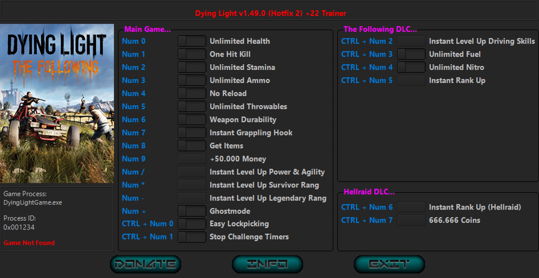 Dying Light v1.49.0 (08.07.2022 - Hotfix2) Trainer +22