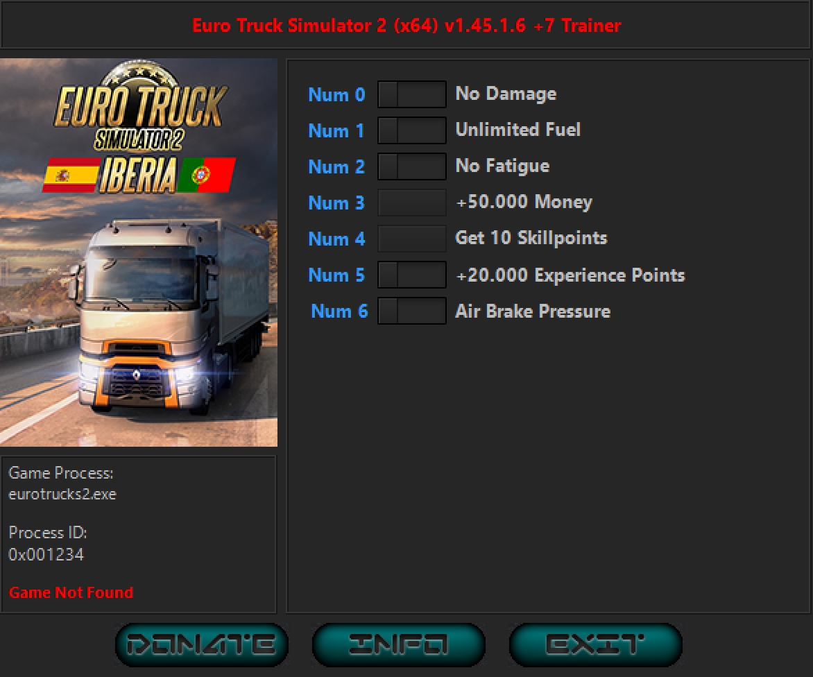 Euro Truck Simulator 2 v1.45.1.6 Trainer +7