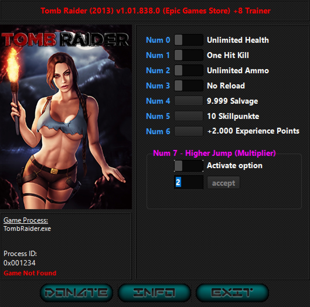 Tomb Raider (2013) v1.01.838.0 Trainer +8