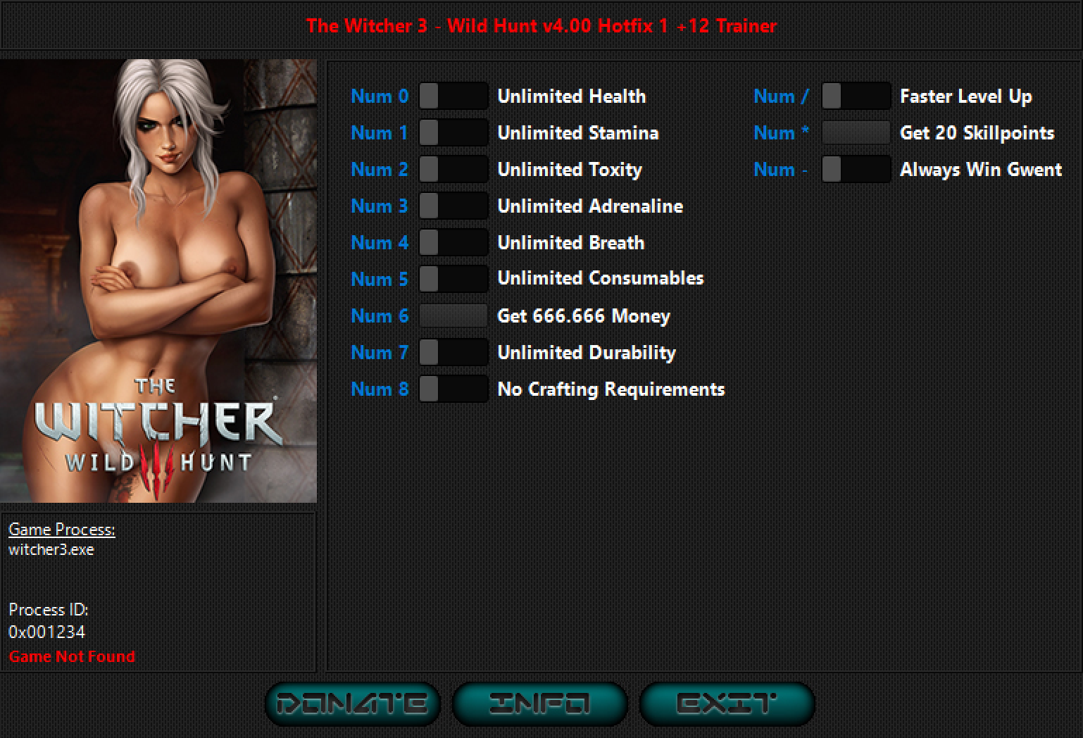 The Witcher 3: Wild Hunt v4.0hf1 Trainer +12