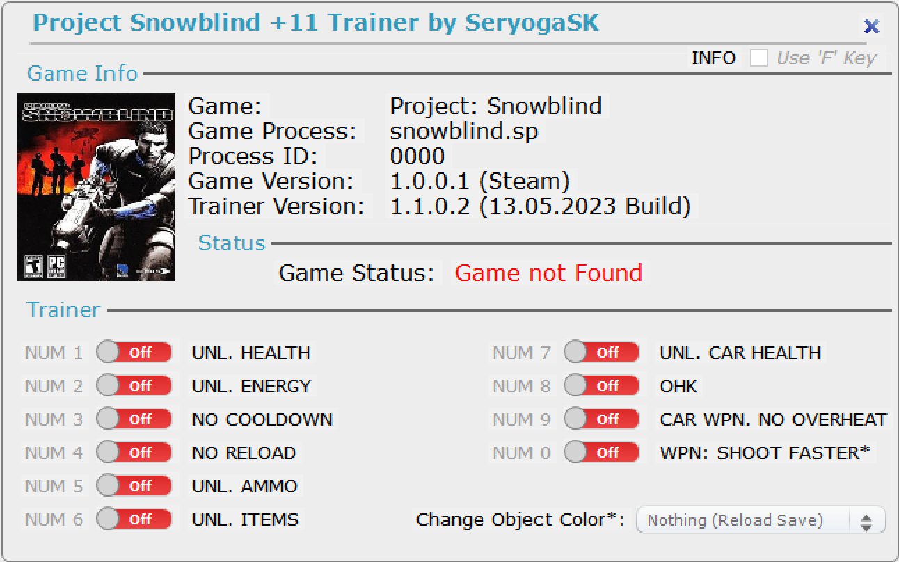 Project: Snowblind v1.1.0.2 Trainer +11