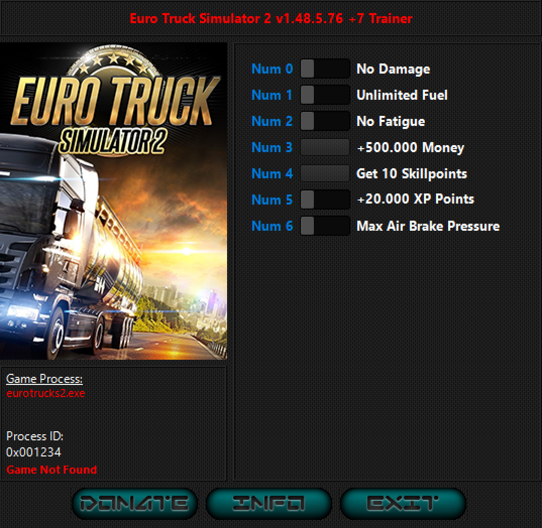 Euro Truck Simulator 2 v1.48.5.76 Trainer +7