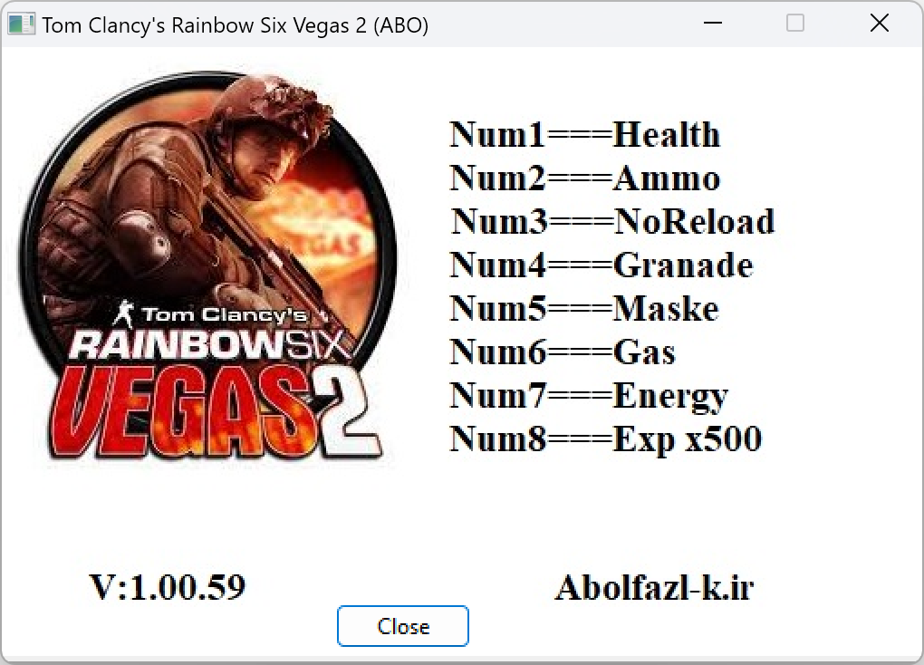Tom Clancy's Rainbow Six: Vegas 2 v1.00.59 Trainer +8