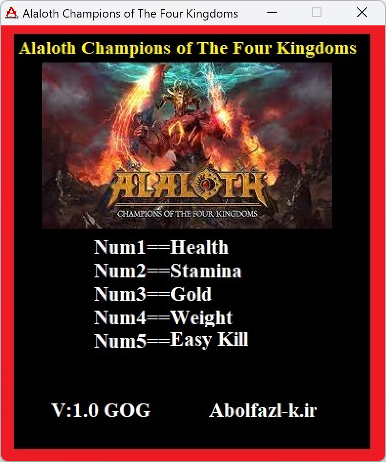 Alaloth: Champions of The Four Kingdoms Trainer +5