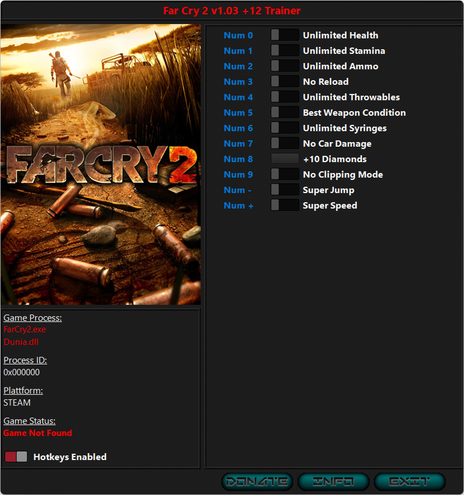 Far Cry 2 v1.03 Trainer +12