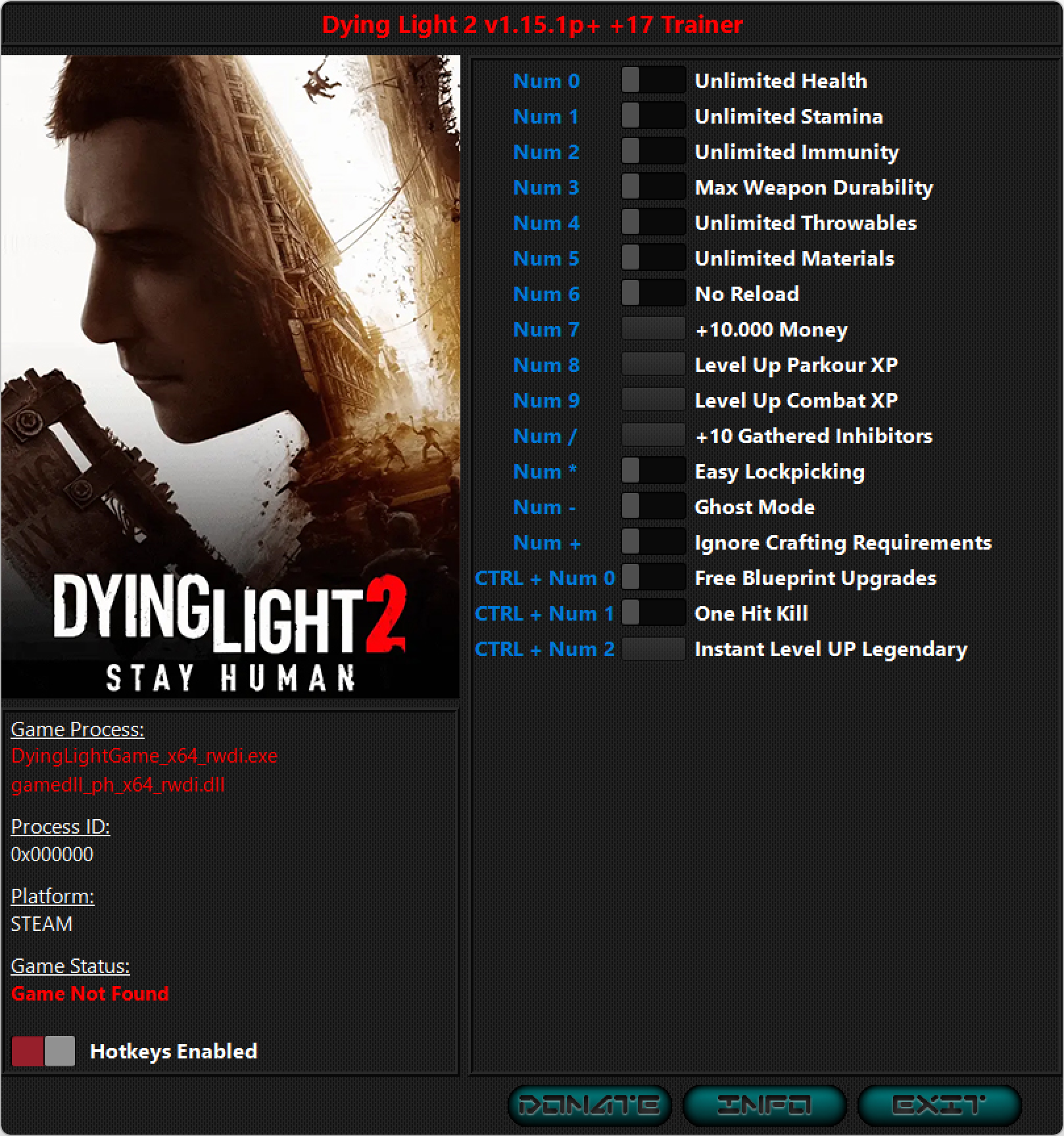 Dying Light 2: Stay Human v1.15.1p Trainer +17