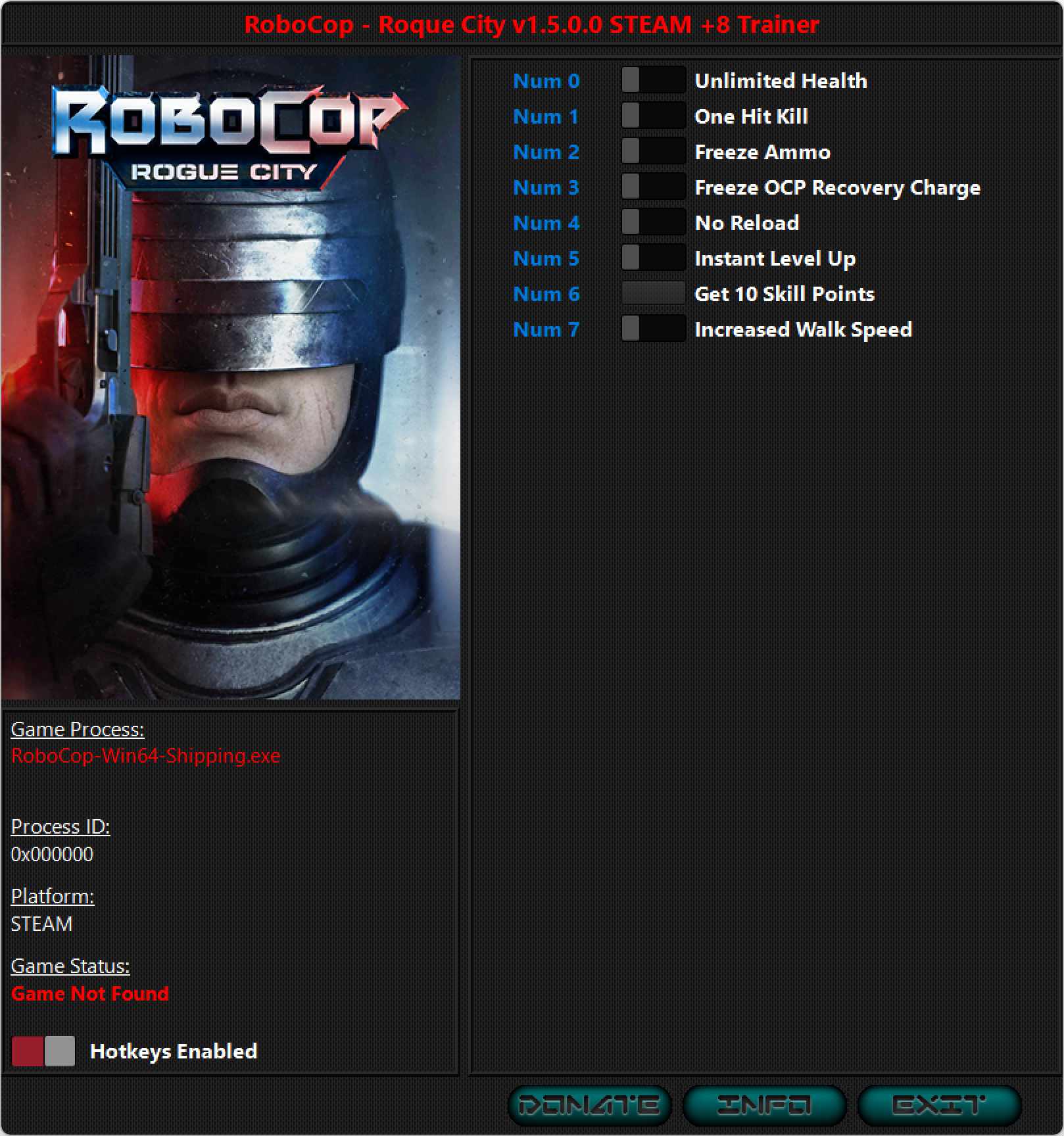 RoboCop: Rogue City v1.5.0.0 Trainer +8