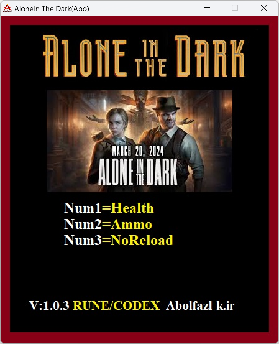 Alone In The Dark v1.03 Trainer +3
