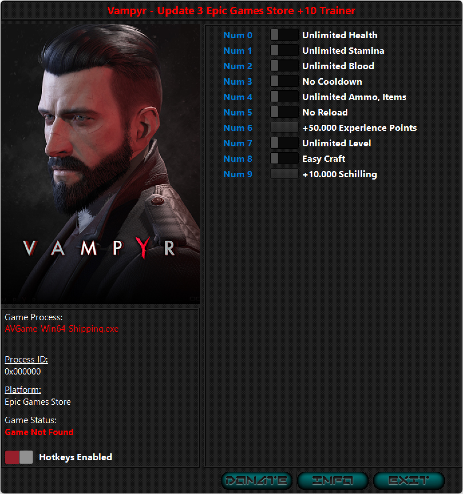 Vampyr Trainer +10