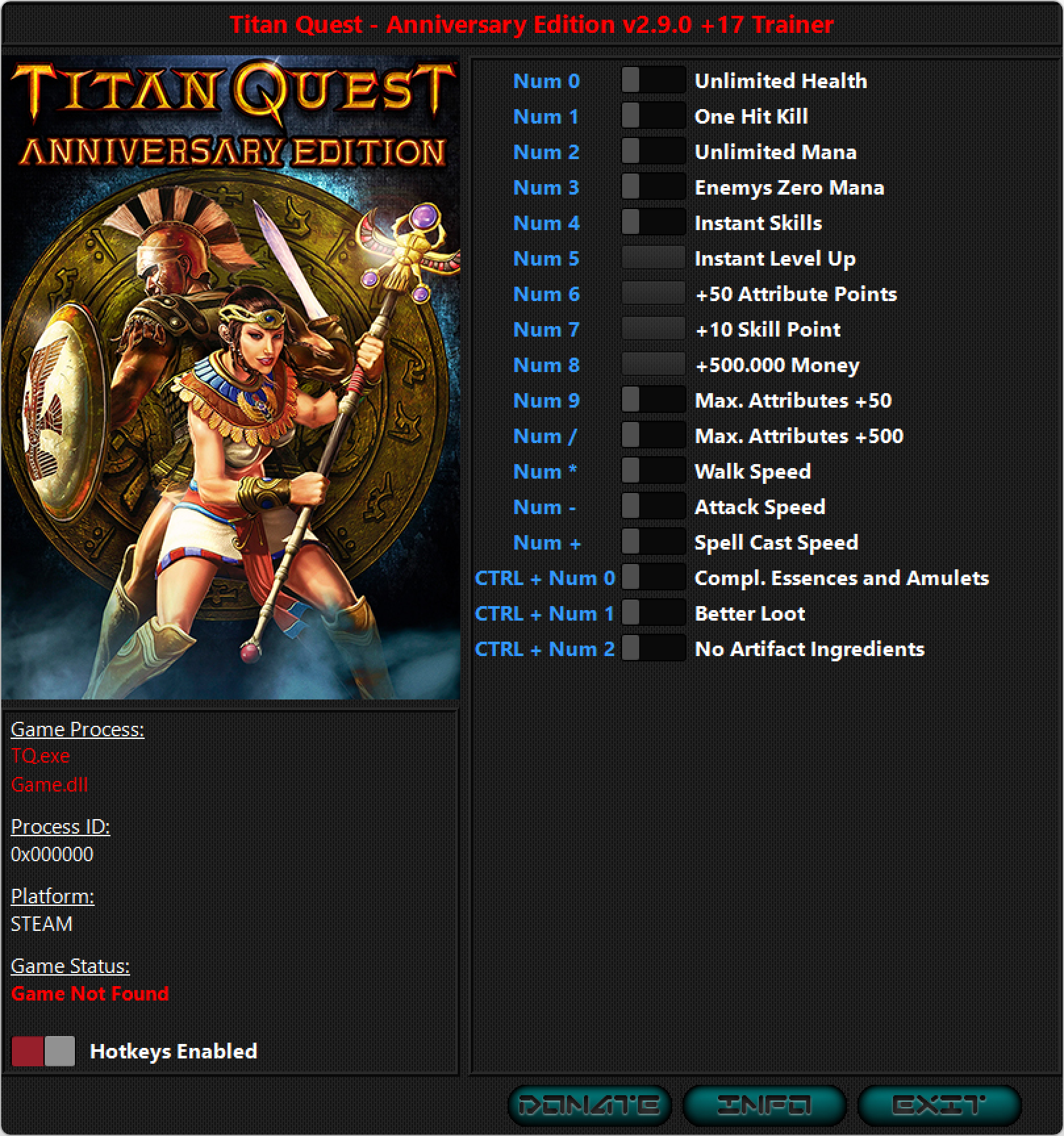 Titan Quest Anniversary Edition v2.90 Trainer +17