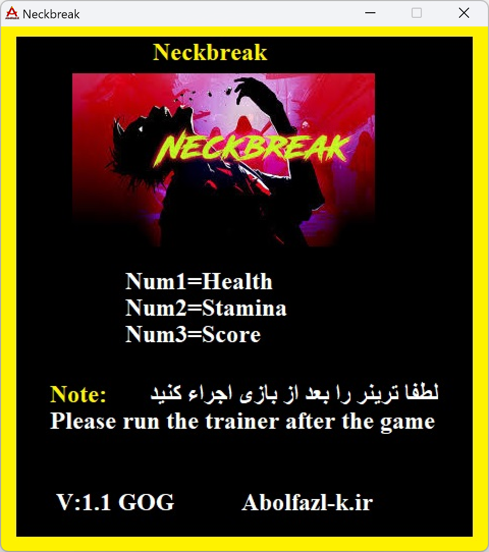 Neckbreak v1.1 Trainer +3