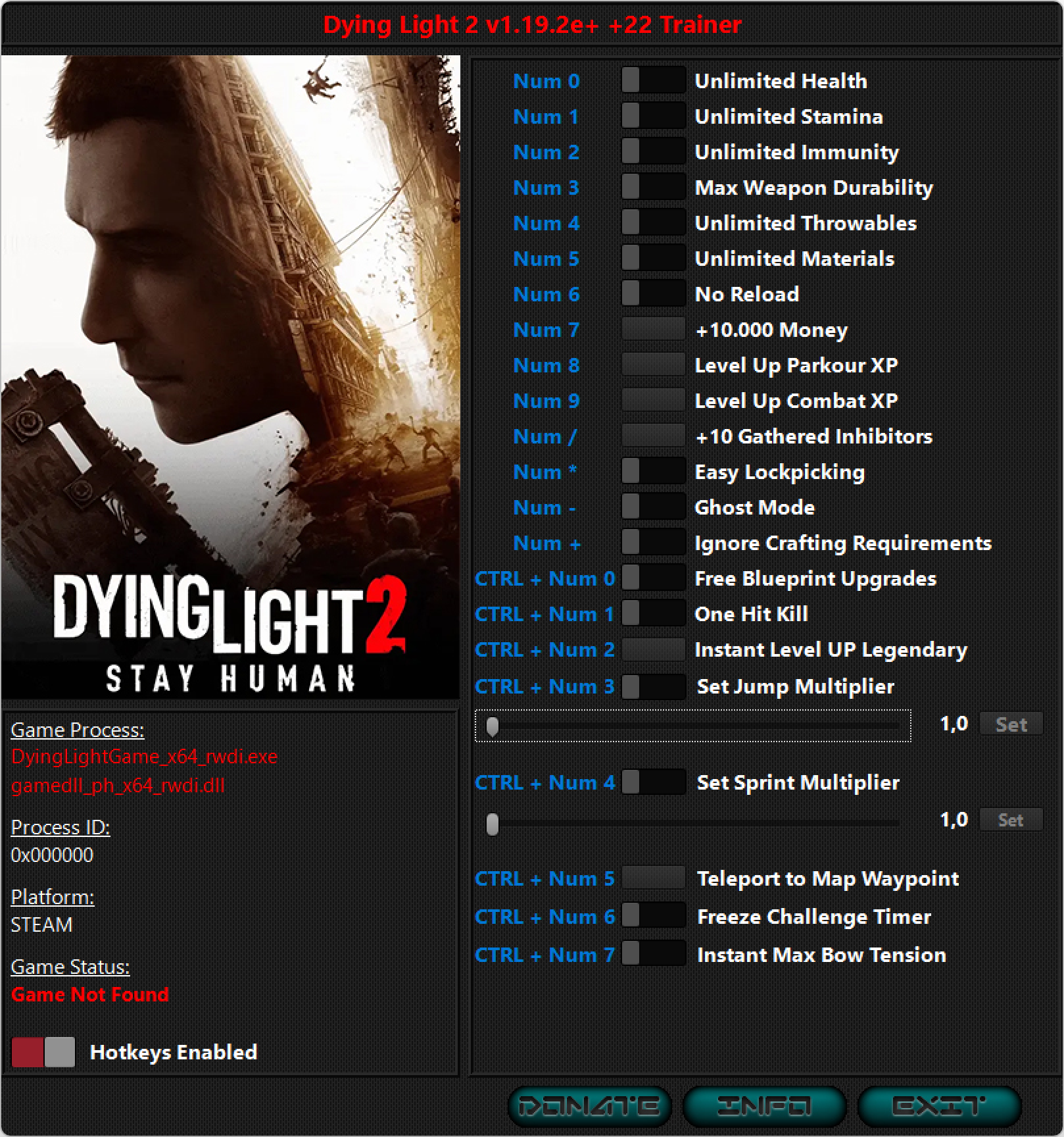 Dying Light 2: Stay Human v1.19.2e Trainer +22