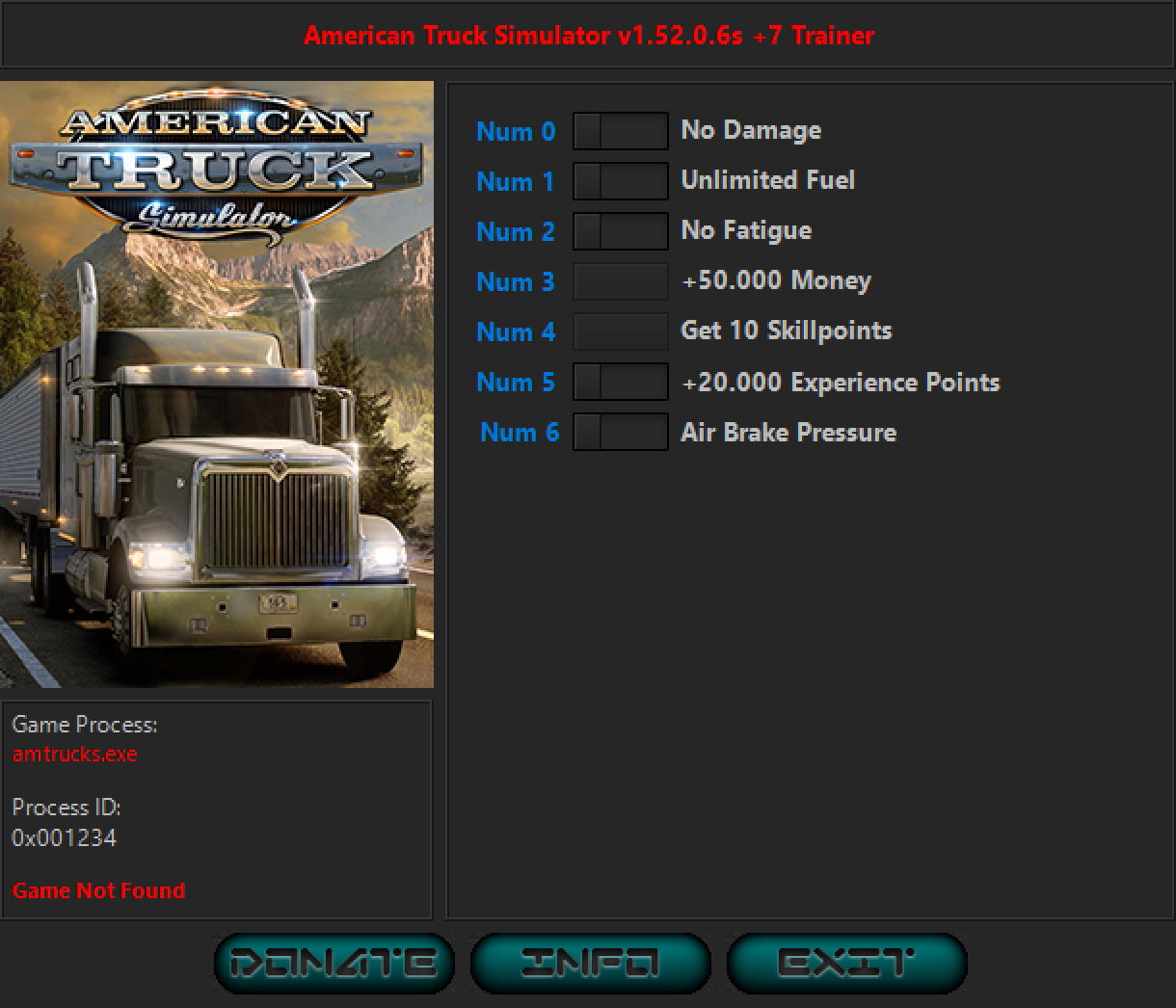 American Truck Simulator v1.52.0.6s Trainer +7