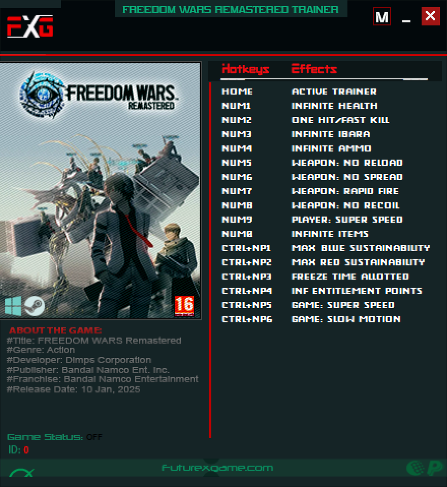 FREEDOM WARS Remastered v2025.01.09 Trainer +16