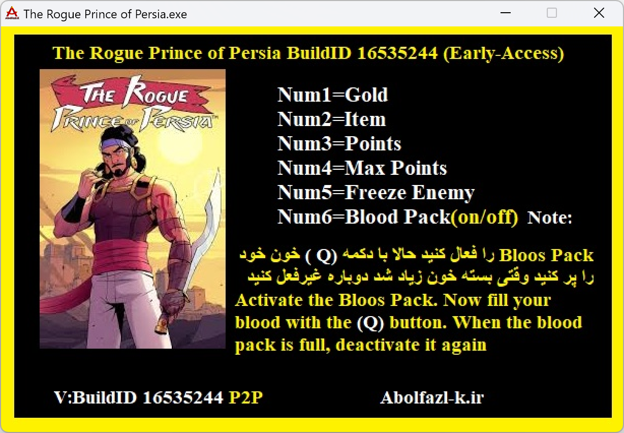 The Rogue Prince of Persia vBuild16535244 Trainer +6